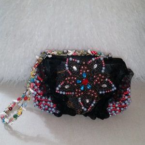 Savanna Black  beaded evening bag NWOT